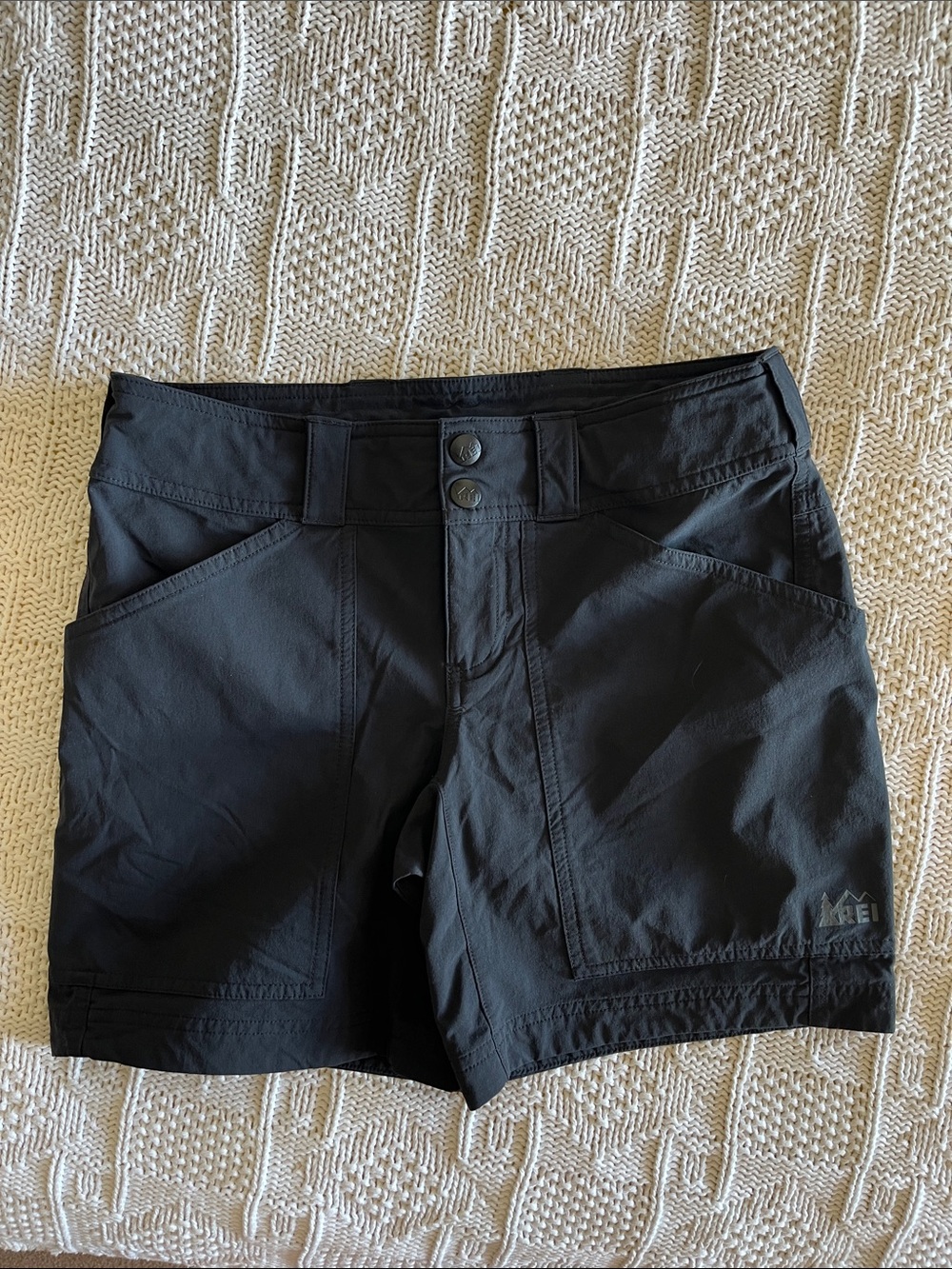 REI Co-Op Hiking Shorts Black Stretch Nylon Quick Dry Pockets Sz 2